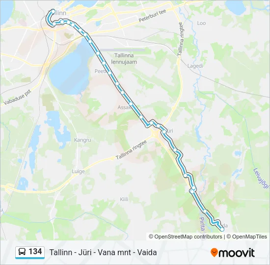 134 Bus Line Map