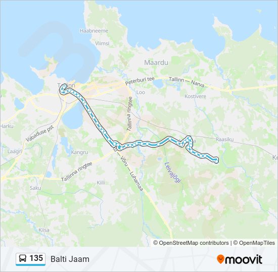 Автобус 135: карта маршрута