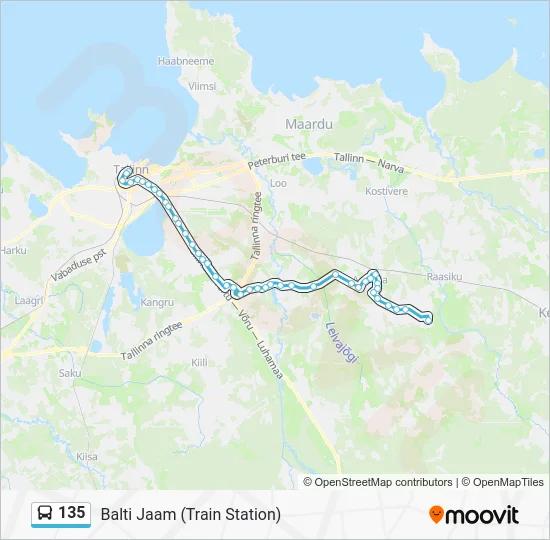 Автобус 135: карта маршрута