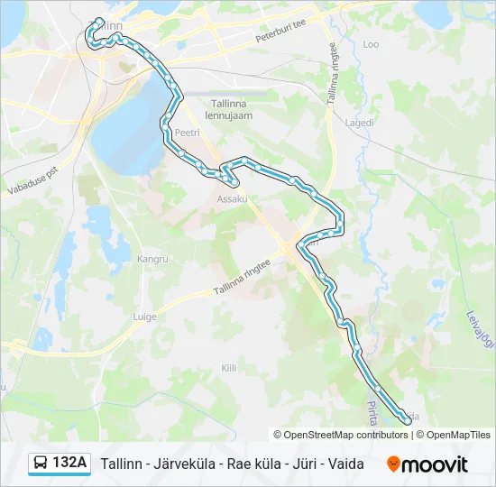132A Bus Line Map