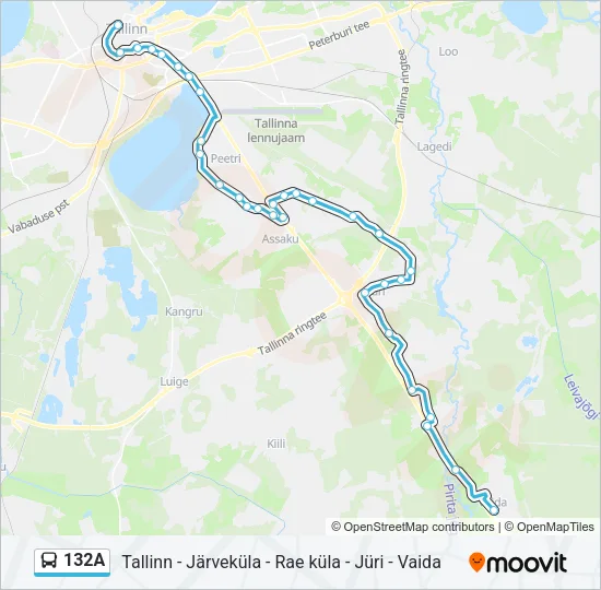 132A Bus Line Map