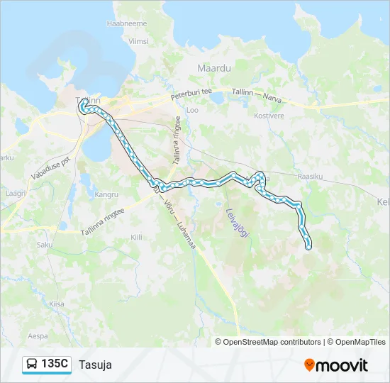 135C Bus Line Map