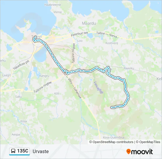 135C Bus Line Map