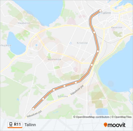 Поезд R11: карта маршрута