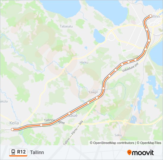 Поезд R12: карта маршрута