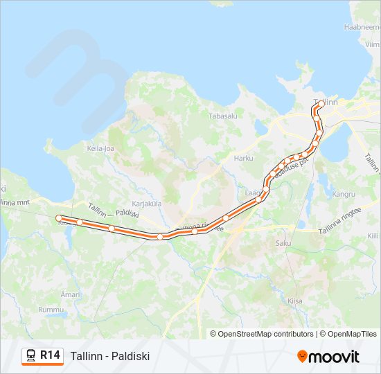 Поезд R14: карта маршрута