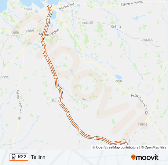 Поезд R22: карта маршрута