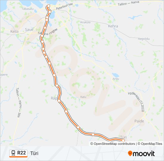 Поезд R22: карта маршрута