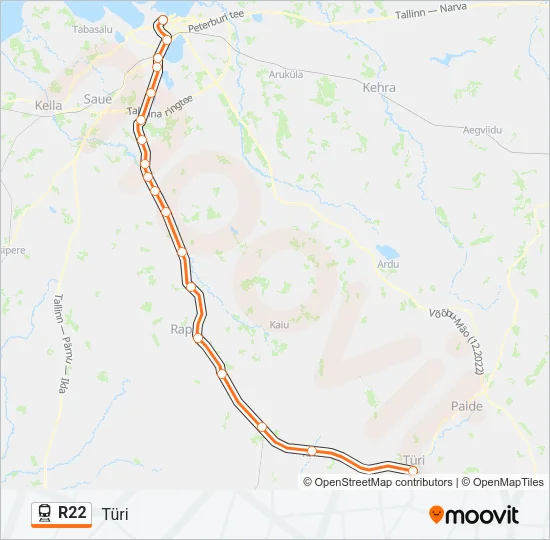 R22 Train Line Map