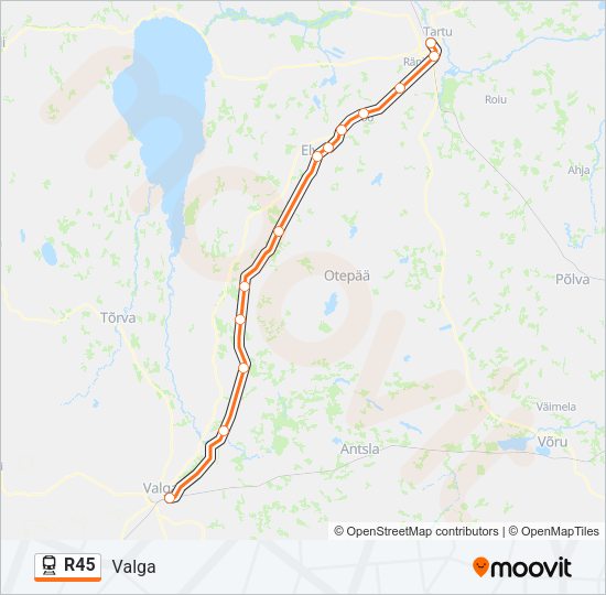 Поезд R45: карта маршрута
