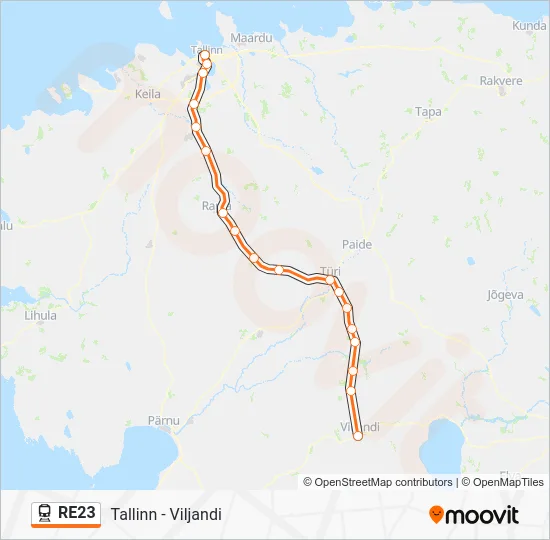 Поезд RE23: карта маршрута