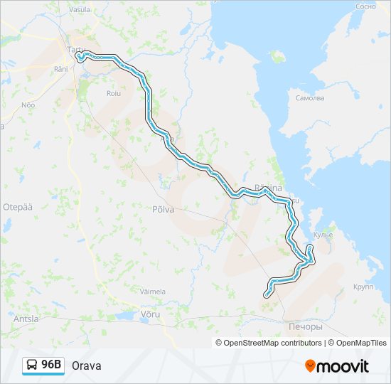 Автобус 96B: карта маршрута