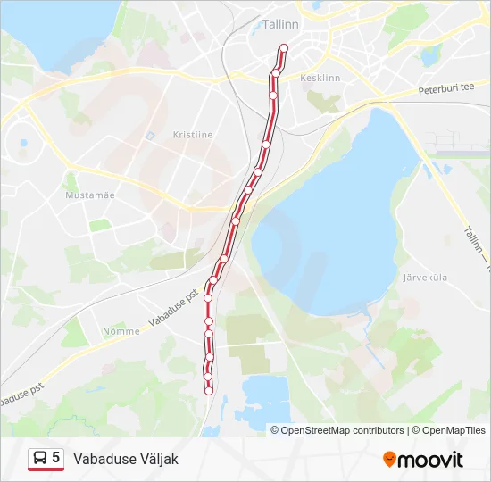 Автобус 5: карта маршрута