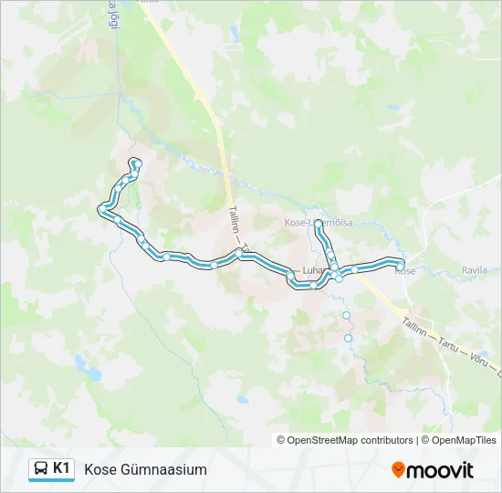 Автобус K1: карта маршрута