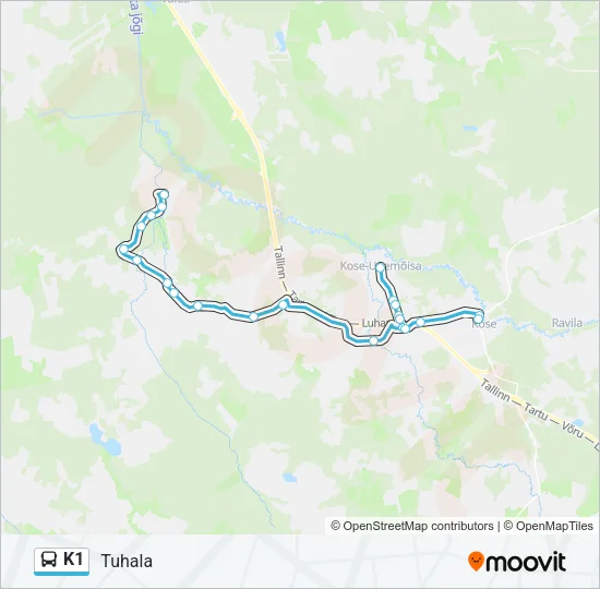 Автобус K1: карта маршрута