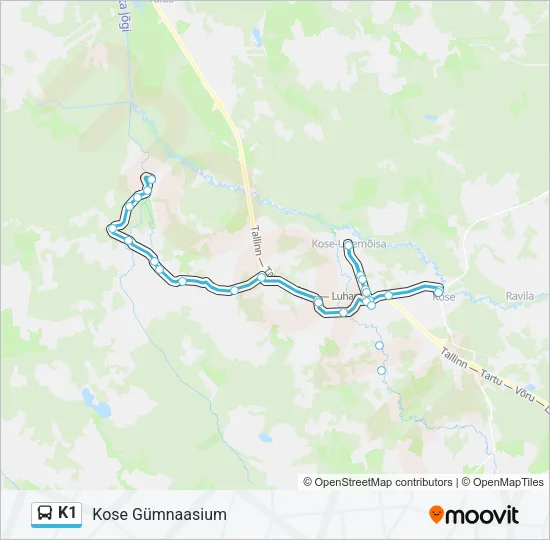 Автобус K1: карта маршрута