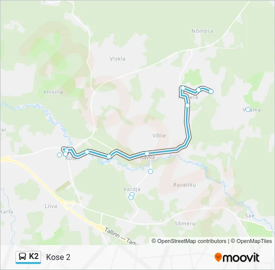 Автобус K2: карта маршрута