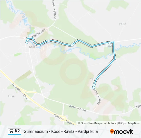 Автобус K2: карта маршрута