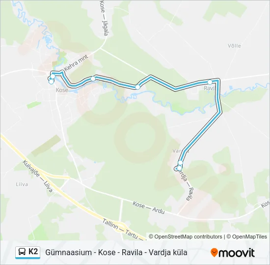 K2 Bus Line Map