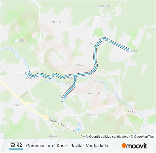 K2 Bus Line Map