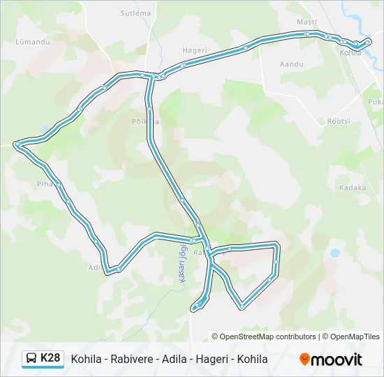 Автобус K28: карта маршрута