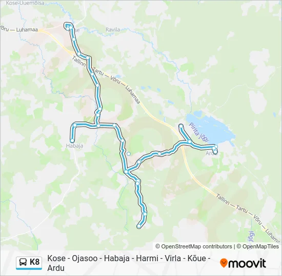 Автобус K8: карта маршрута