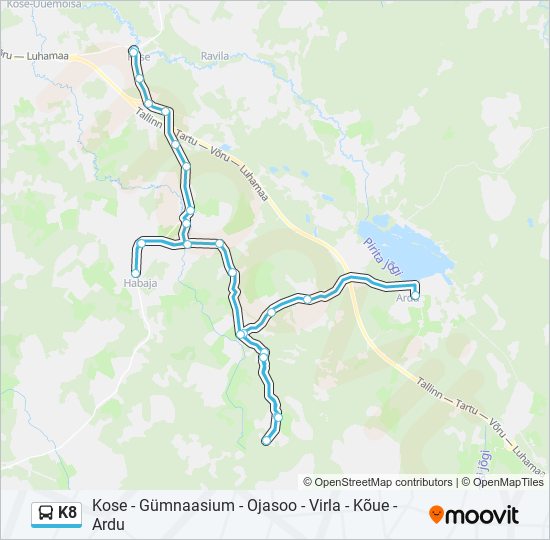 K8 bus Line Map