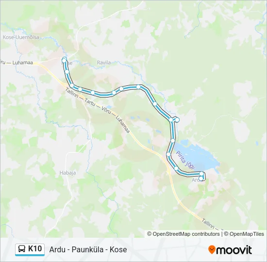 K10 Bus Line Map