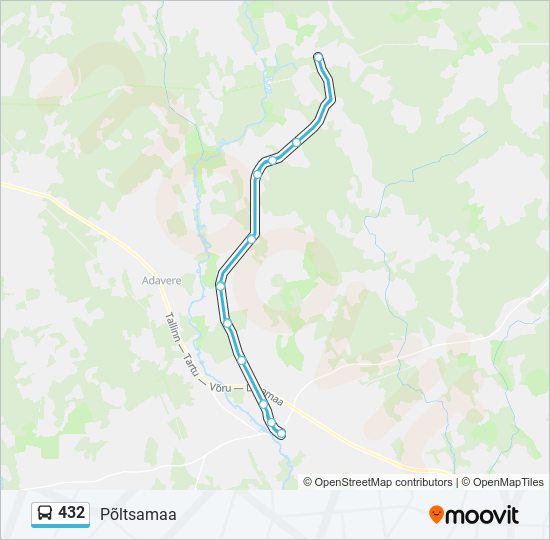 432 bus Line Map