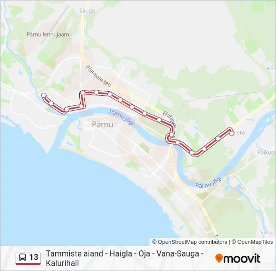 Автобус 13: карта маршрута