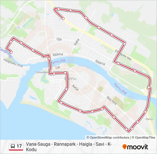 Автобус 17: карта маршрута