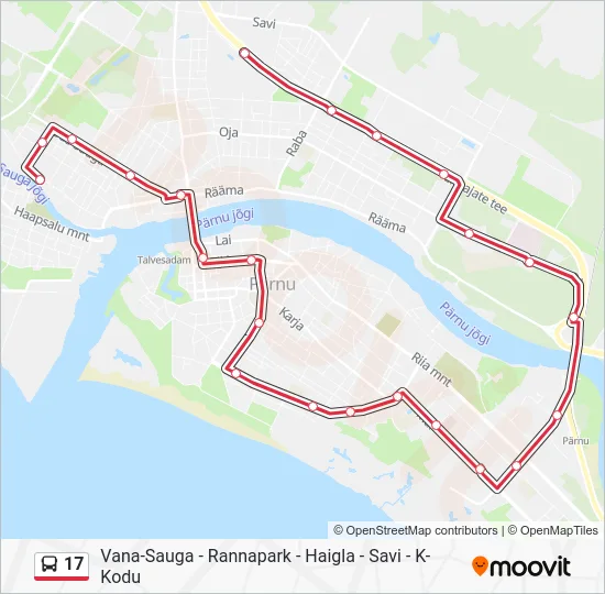 Автобус 17: карта маршрута