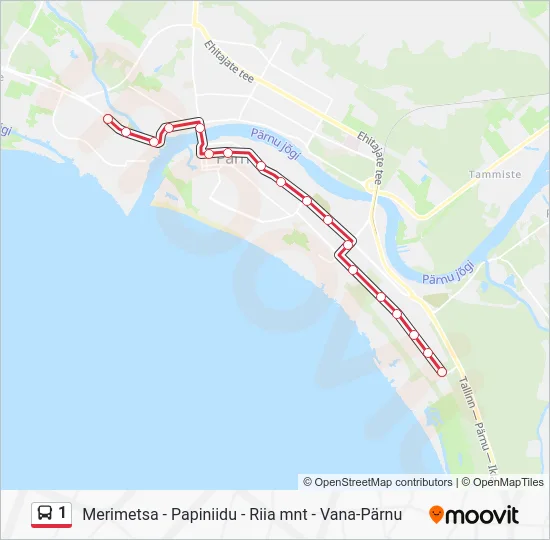 Автобус 1: карта маршрута