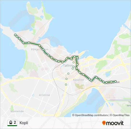 Трамвай 2: карта маршрута