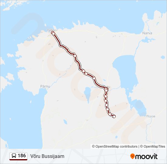 186 bus Line Map