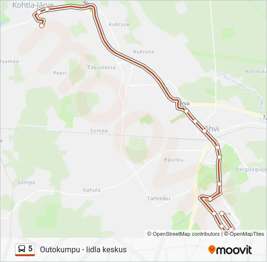 Автобус 5: карта маршрута