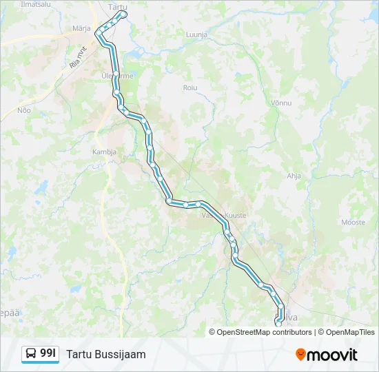 Автобус 99I: карта маршрута