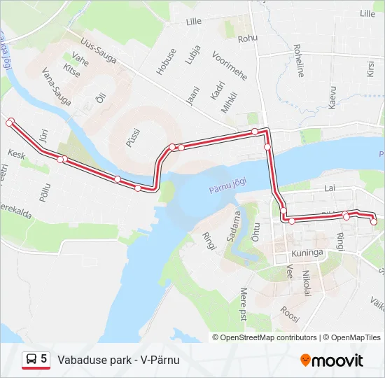 5 Bus Line Map