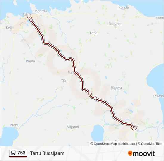 Автобус 753: карта маршрута