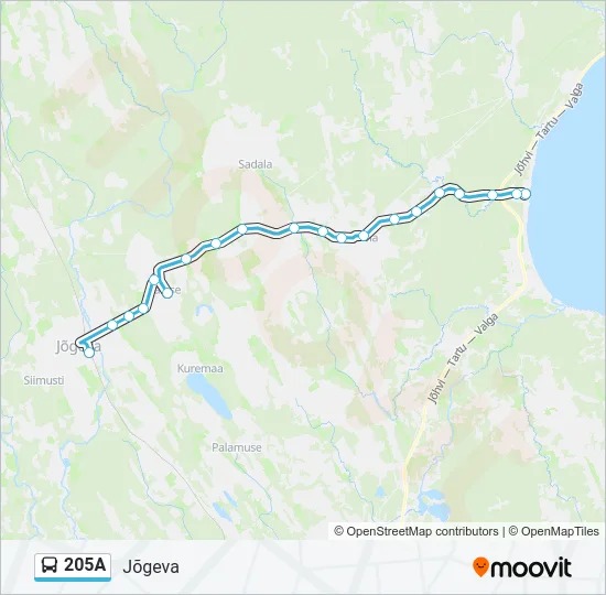 205A Bus Line Map