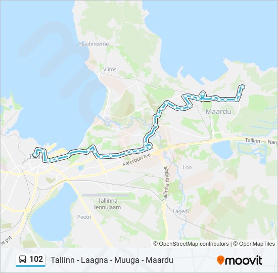 102 bus Line Map