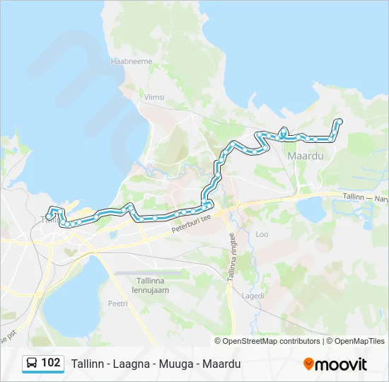 Автобус 102: карта маршрута