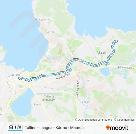 Автобус 170: карта маршрута