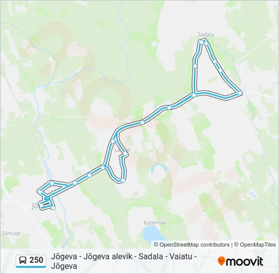 Автобус 250: карта маршрута