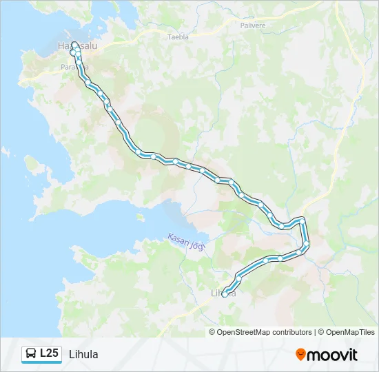 Автобус L25: карта маршрута