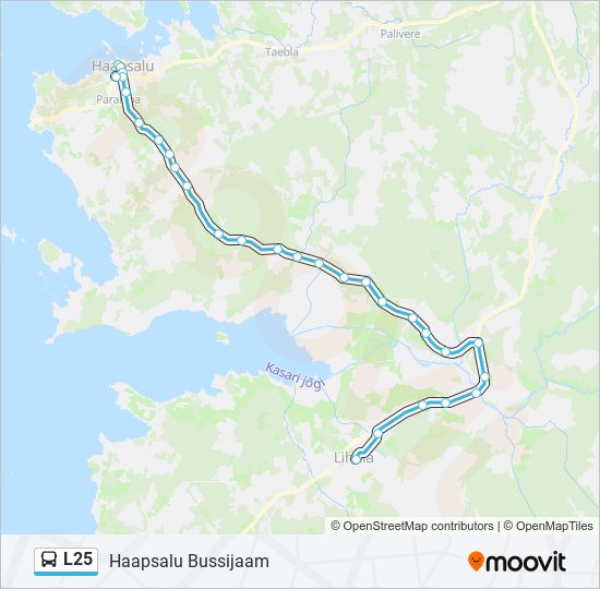 Автобус L25: карта маршрута