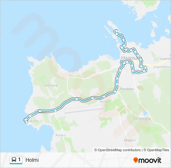 Автобус 1: карта маршрута