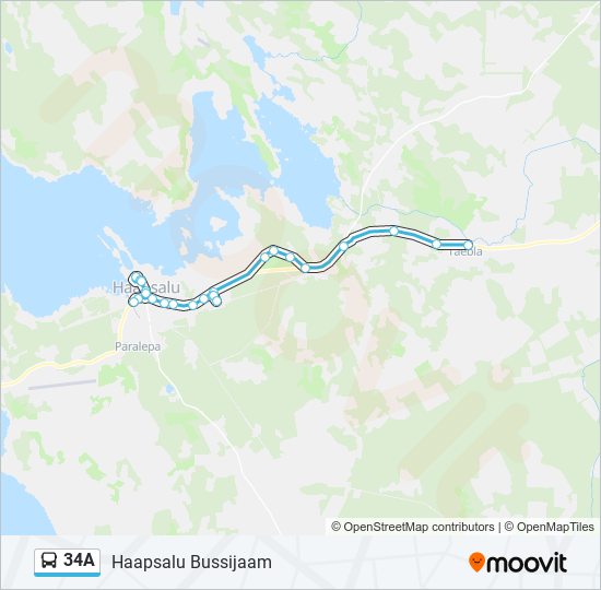 34A bus Line Map