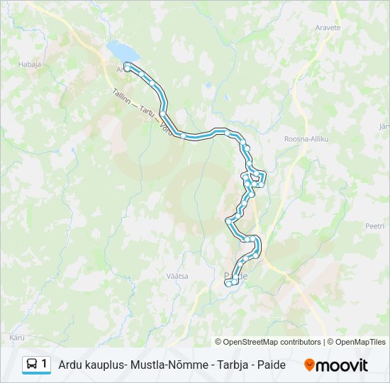 Автобус 1: карта маршрута