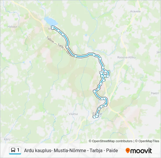 Автобус 1: карта маршрута